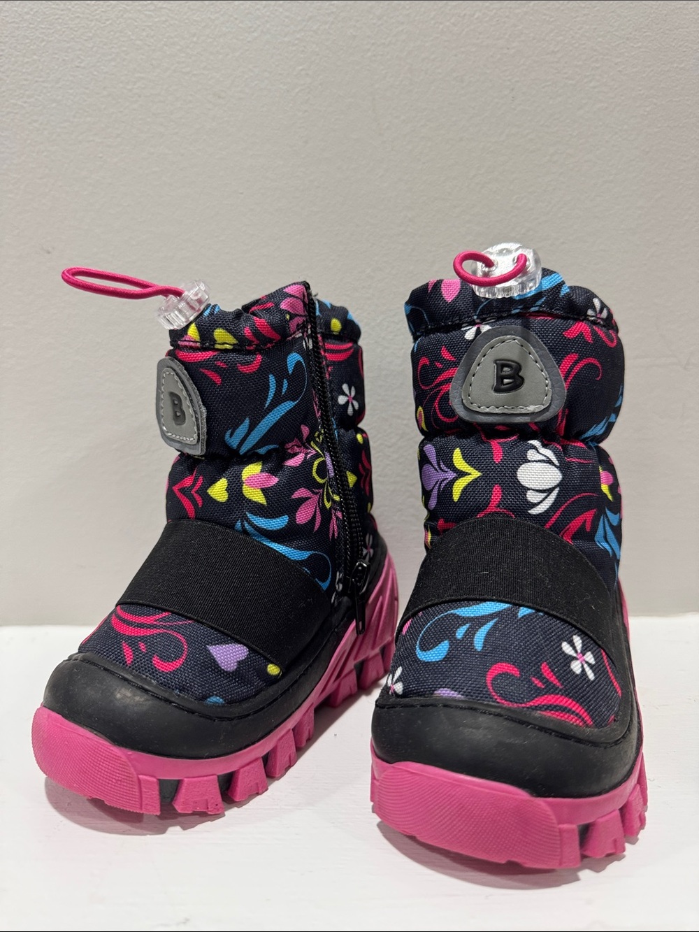 Kids Floral Waterproof Snow Boots in Pink